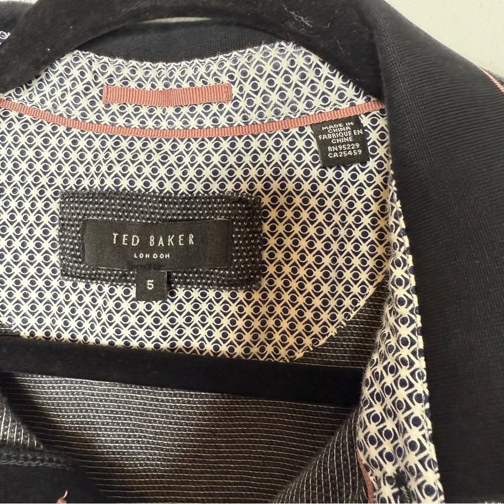 Ted Baker grey and white textured Polo Long Sleeve Shirt size XL - Picture 2 of 9